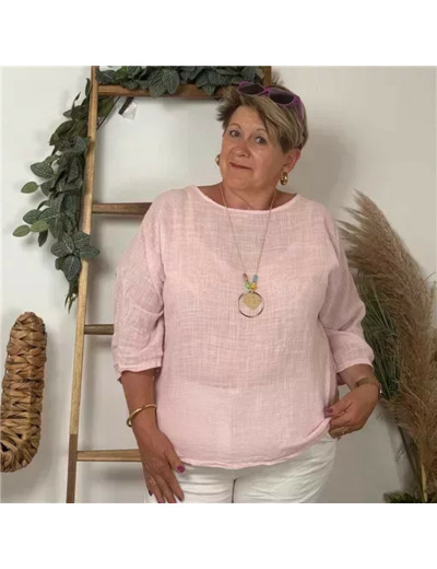 Z336- Tunique 100% coton (Tu) (rose pâle)