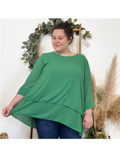 k791- Tunique grande taille dos bijou (Gt) (vert brésil)