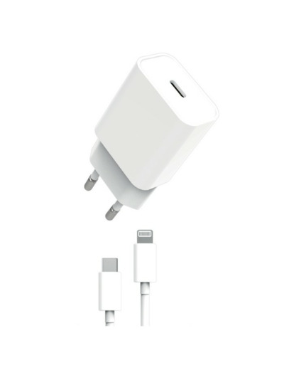 MYWAY PACK CHARGEUR SECTEUR PD 20W + USB-C LIGHTNING BLANC