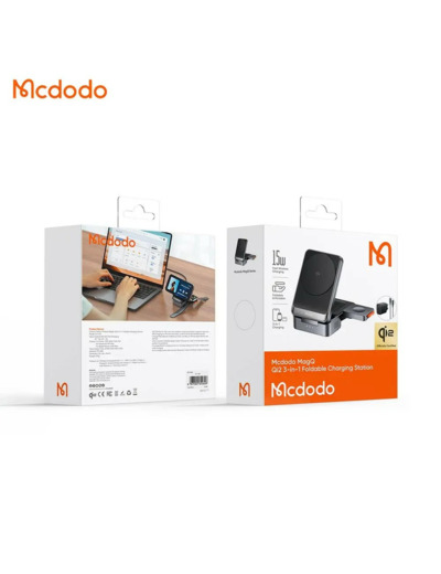 MCDODO Station de Charge sans Fil CH-5190 Qi2 Pliable 3 en 1 Noir