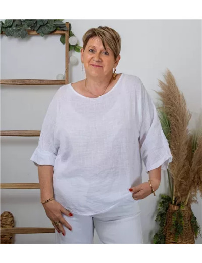 K759- Tunique 100% coton (Tu) (blanc)