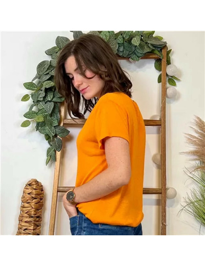 K139- T-shirt uni Lin/Viscose  🇮🇹 (orange)