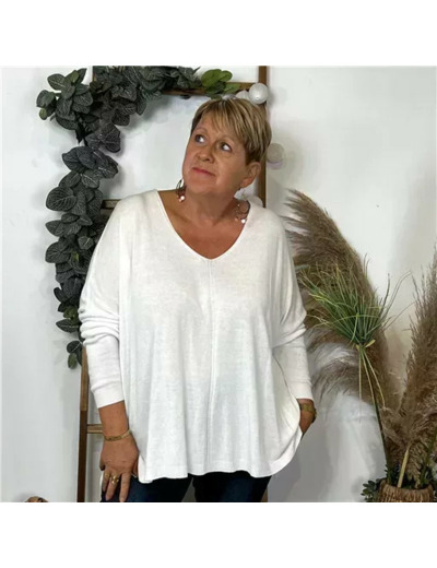 Z548. Pull leger Loose uni (Gt) (blanc)