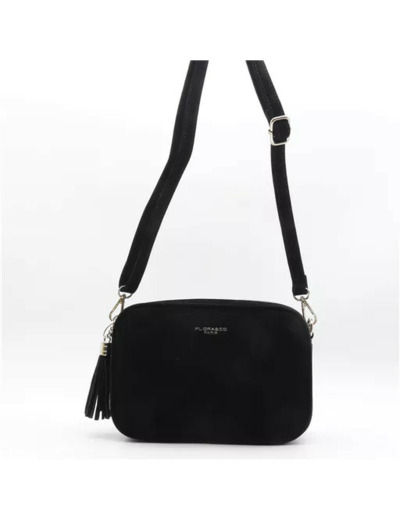 P397- Sac Zippé Pompon aspect Daim Flora & Co (noir)