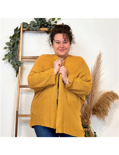 K857- Gilet Maille Nid d abeille (Gt) (moutarde)