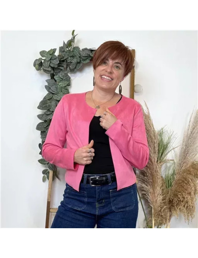 L205- Veste courte suédine (T38-T44) (fuchsia)
