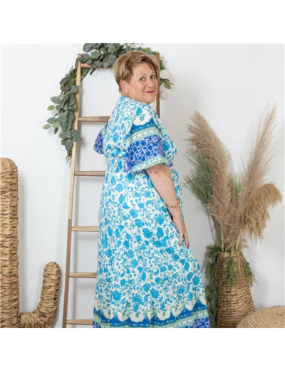 K226- Robe longue « By One » (T40-T48) (marine)