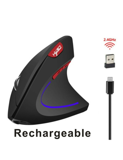 Souris verticale T22 sans fil rechargeable - noire