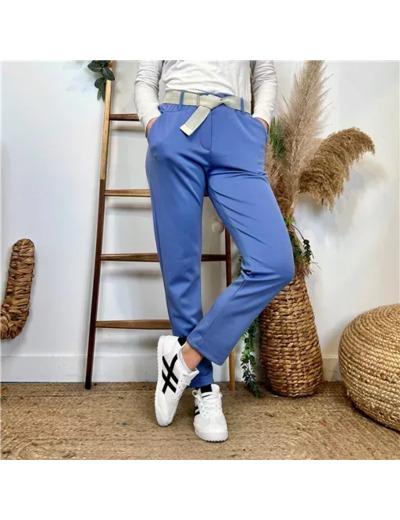 L798- Chino / Jogg Ceinture (Tu) 🇮🇹 (bleu indigo)