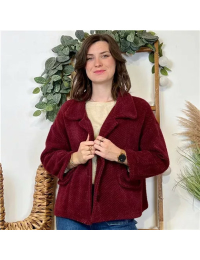 K054- Veste courte chevron (Tu) 🇮🇹 (bordeaux)