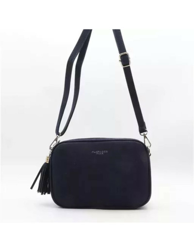 P387- Sac Zippé Pompon aspect Daim Flora & Co (marine)