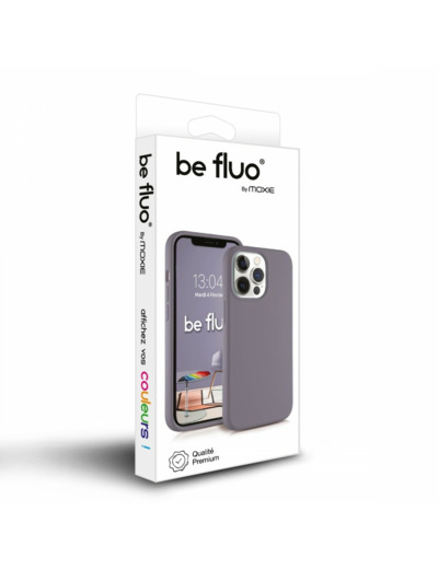 Coque Silicone Moxie BeFluo Fine et Légère pour iPhone 14 Pro, Intérieur Microfibre - Gris lavande