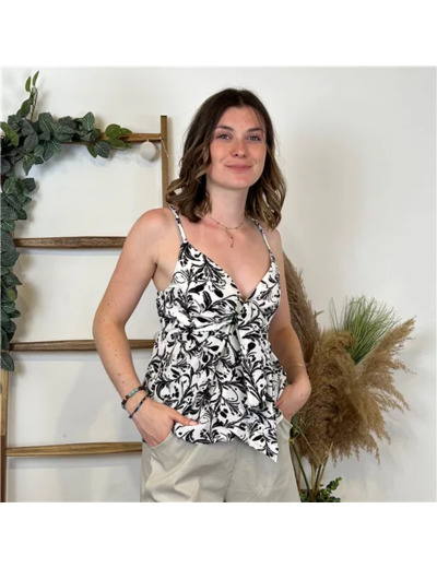 L119- Top Melya Mélodie Noeud foulard (T34/T40) (noir)