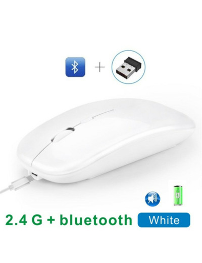 Souris clic silencieux - sans fil Bluetooth rechargeable Blanc