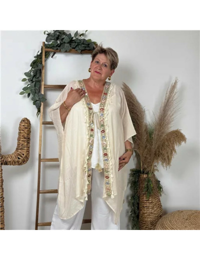 Z304- Veste de plage Bohême (beige)