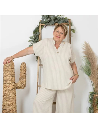 K154- Ensemble Pantalon-Tunique (TU) 🇮🇹 (beige)