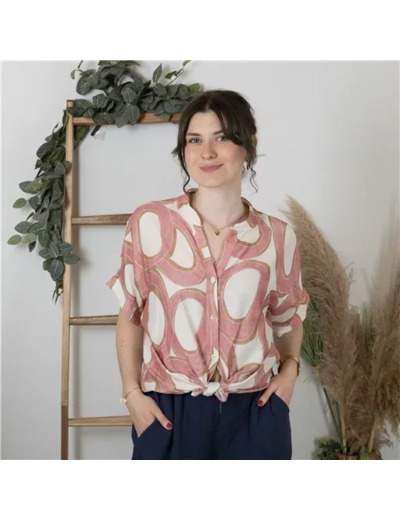 K175- Chemise à Seventies (Tu) 🇮🇹 (rose poudré)