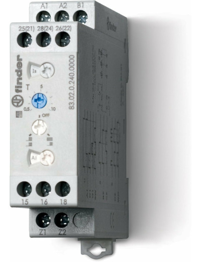 Finder 83.02.0.240.0000 PAS Relais temporisé MultiFonction 2RT 12A 24-240V AC-DC