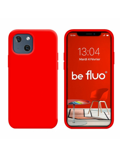 Coque Silicone Moxie BeFluo Fine et Légère pour iPhone 14 Plus, Intérieur Microfibre - Rouge