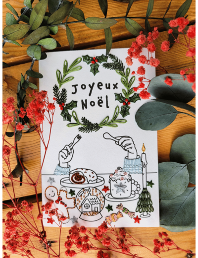 Carte à broder Noël - Goûter de Noël