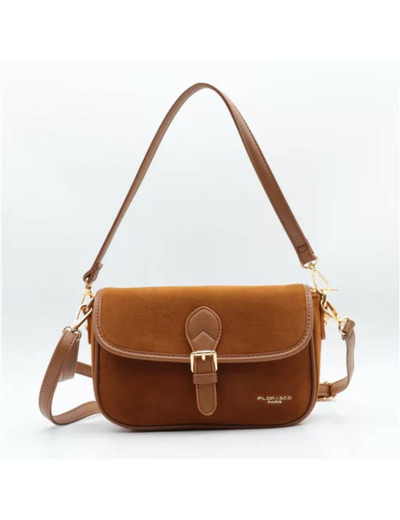 P390- 👜 Sac à main Flora & Co – Aspect daim (camel)