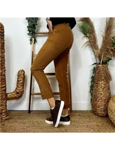 L804- Pantalon en velours (T36-T44) (camel)