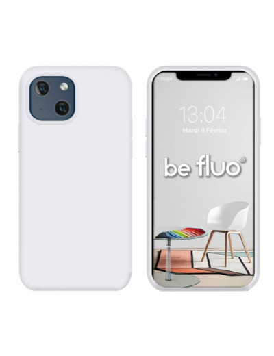 Coque Silicone Moxie BeFluo Fine et Légère pour iPhone 14, Intérieur Microfibre - Blanc