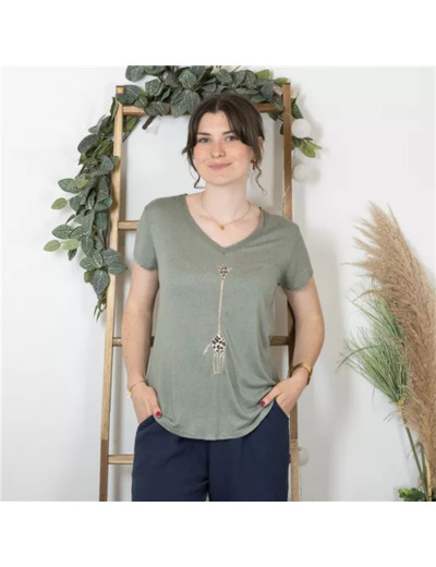 K177- T-Shirt « Girafe» (Tu) 🇮🇹 (kaki)