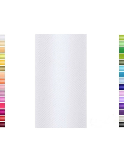 Tulle fin et souple blanc de 15 cm de large et 9 m de long vendu en rouleau