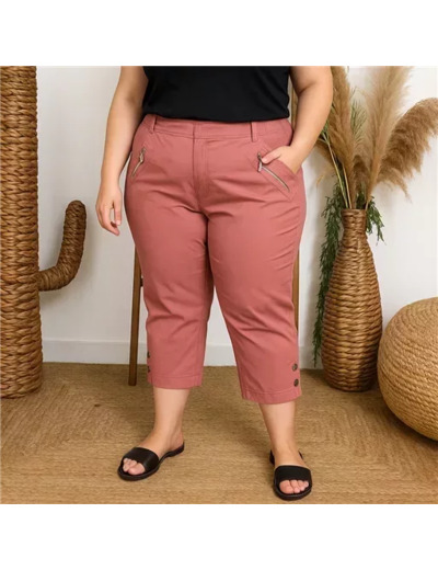 T541- Pantacourt stretch uni JST (T38-T52) (vieux rose)