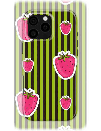 Striped Strawberries | Coque de téléphone 3D 2en1 Ultra-résistante