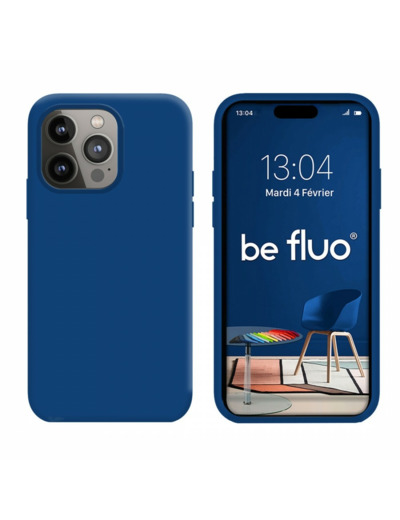 Coque Silicone Moxie BeFluo Fine et Légère pour iPhone 14 Pro, Intérieur Microfibre - Bleu marine