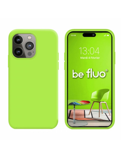 Coque Silicone Moxie BeFluo Fine et Légère pour iPhone 14 Pro max, Intérieur Microfibre - Vert pomme