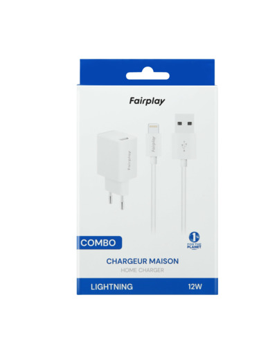 FAIRPLAY COMBO Chargeur (12W) + Câble Lightning (1m) (Blanc)