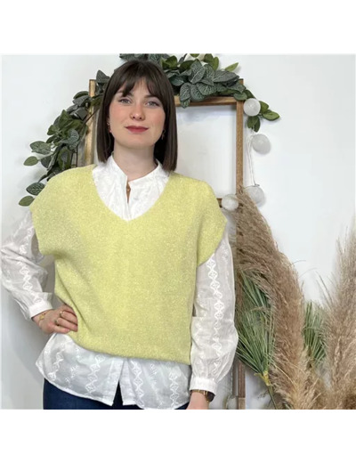K506- Pull débardeur Lurex (Tu) (jaune)