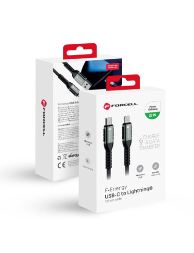 FORCELL F-ENERGY Câble nylon tressé USB-C vers Lightning 3A 27W 1,2m