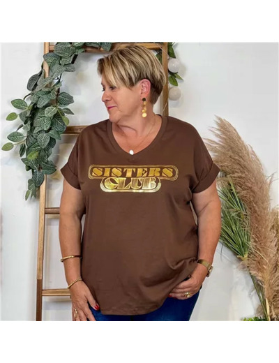 Z149- T Shirt "Sisters Club" (Gt) 🇮🇹 (marron)