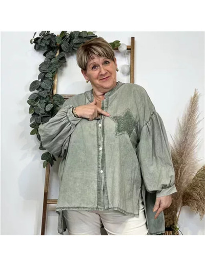 K371- Chemise Loose étoilée ⭐ (Gt) (kaki)