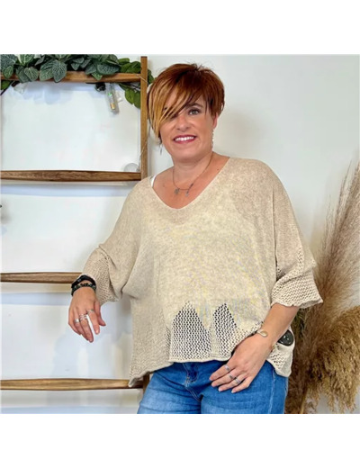 K407- Pull imprimé (Tu) 🇮🇹 (beige)