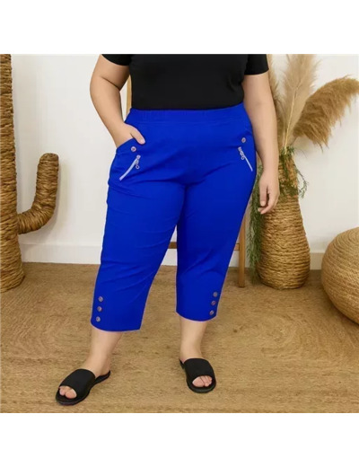 T541- Pantacourt stretch uni JST (T38-T52) (bleu royal)