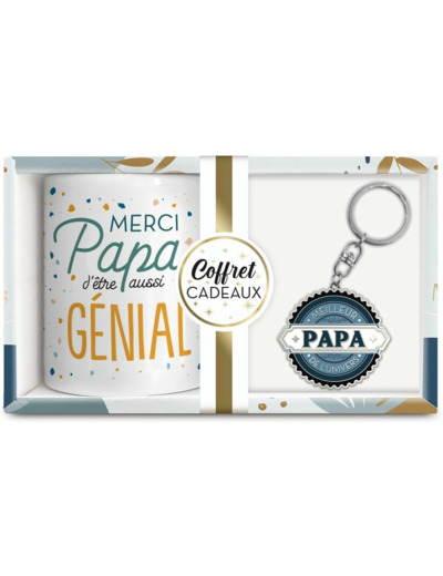 STC coffret mug et porte clés pailettes "Papa"