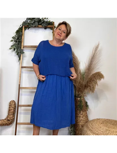 K194- Robe Crop-Top (Tu) (bleu royal)