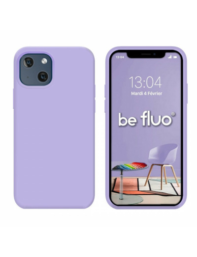 Coque Silicone Moxie BeFluo Fine et Légère pour iPhone 14, Intérieur Microfibre - Lilas