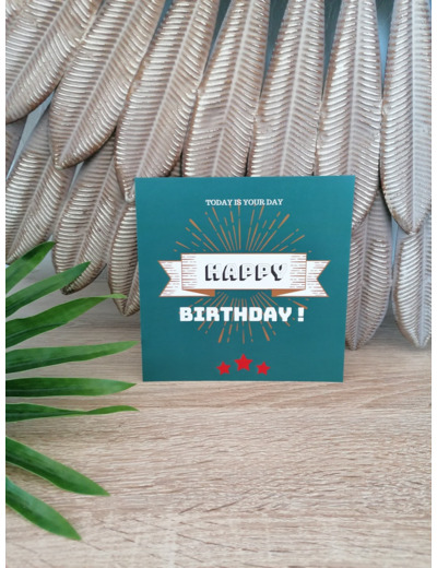 Carte "Happy Birthday" 13x13 cm