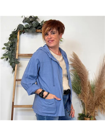 K276- Veste légère coton (Tu) 🇮🇹 (bleu jeans)