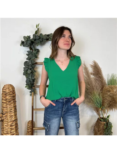 N087- Blouse unie By One (T36-T38) (vert brésil)
