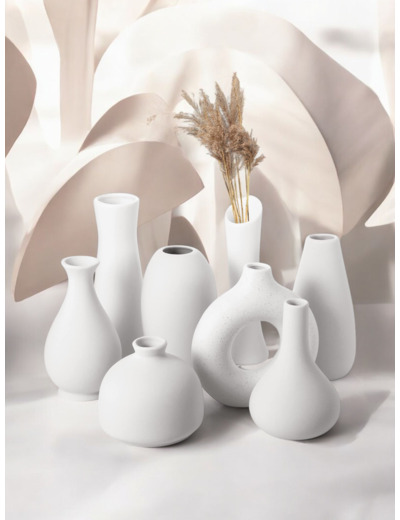 Omtofo Vase Blanc Set - Lot De 4 Vases Fleur Ceramique