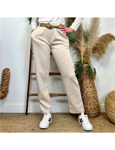 L795- Pantalon chino ceinture (Tu) 🇮🇹 (beige)