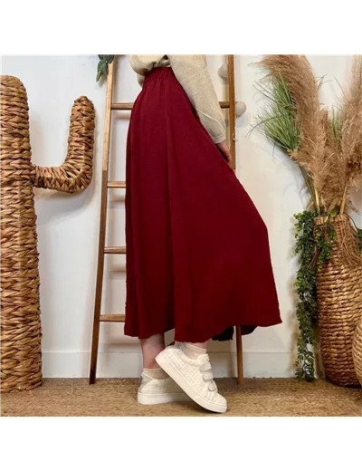 M046- Jupe boutonnée "Maëlle" (T36-T38) (bordeaux)