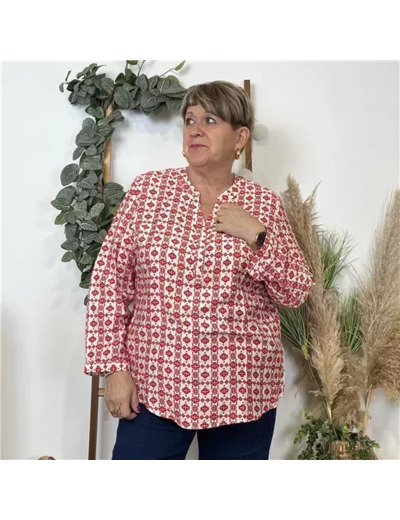 K813- Blouse "Christy" (T44-T52) (rouge)